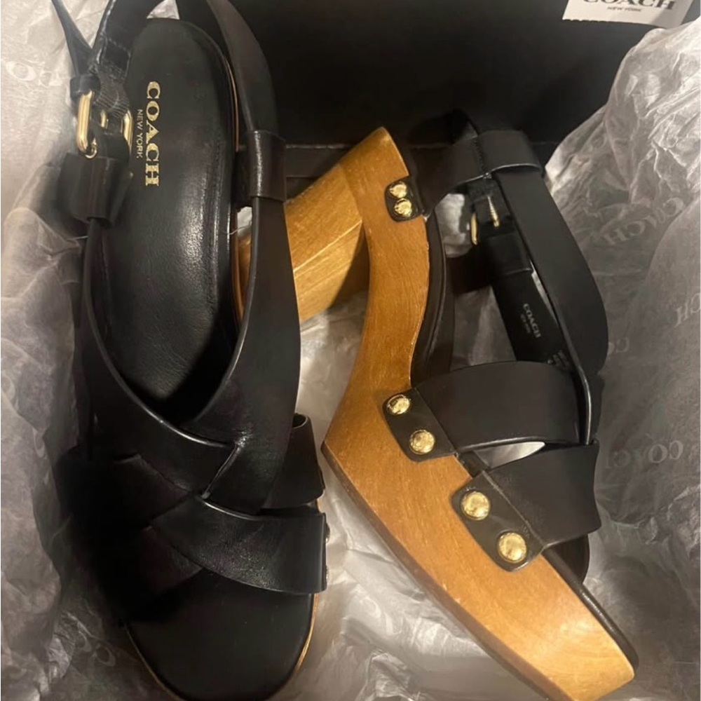 Coach Black and Tan Women's Mules